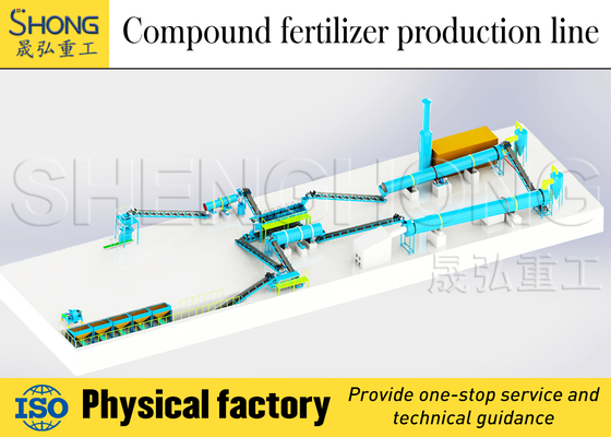 Línea de granulación de fertilizante compuesto de 380V para producción de NPK 3-8mm