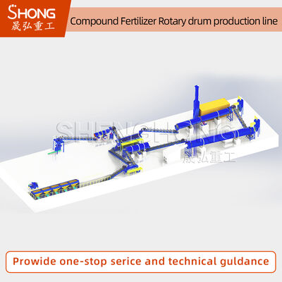 100Línea de producción de granulador de tambor rotativo NPK con 20-48% de contenido de nutrientes y potencia personalizada