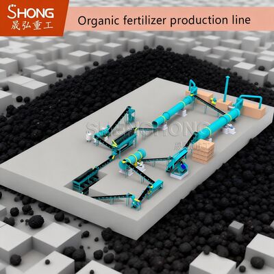 Línea de producción de fertilizantes orgánicos con ácido húmico con granulación en tambor de dientes agitadores para entre 1 y 20 mil toneladas por año por debajo del 10 % de humedad