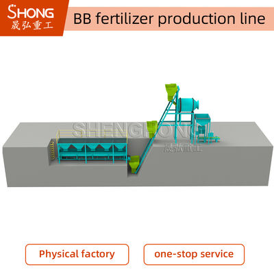 Línea de producción de fertilizantes BB de 1-10 t/h personalizada con tamaño de pellets de 3-5 mm y voltaje de 380 V para mezclar fertilizantes
