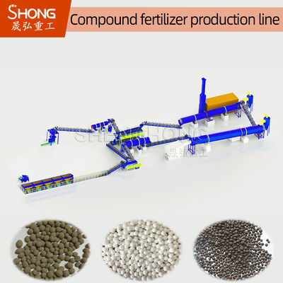 Línea de producción de fertilizantes compuestos con máquina granuladora de tambor giratorio para tamaños de gránulos de 3 a 8 mm y alta resistencia de los gránulos
